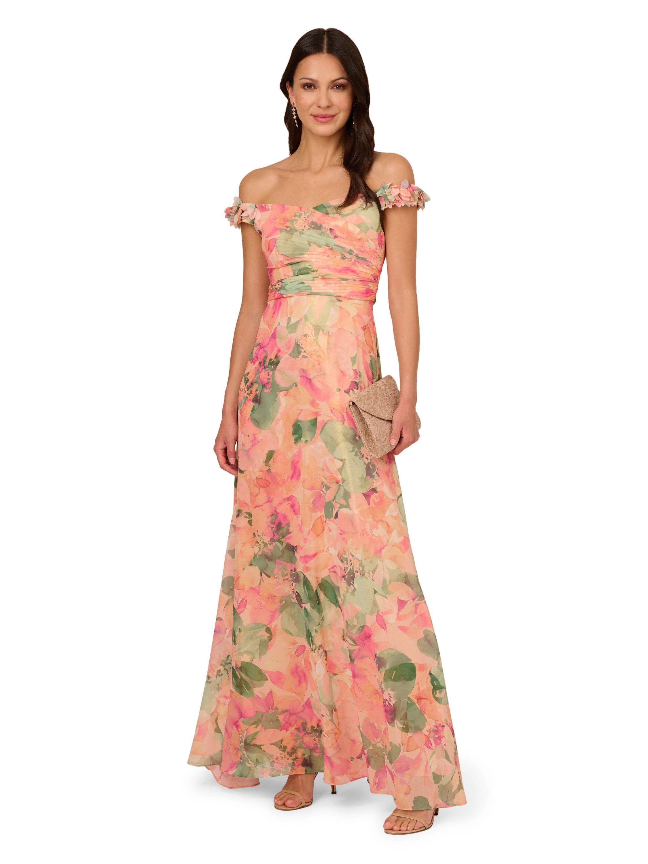 Dresses Printed Chiffon Gown Adrianna Papell